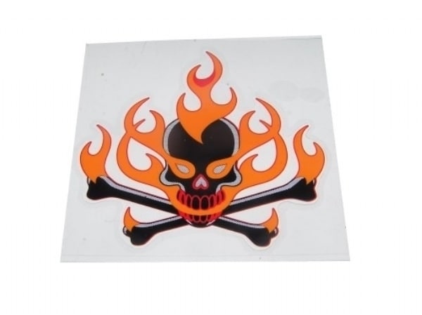 Sticker, flaming skull