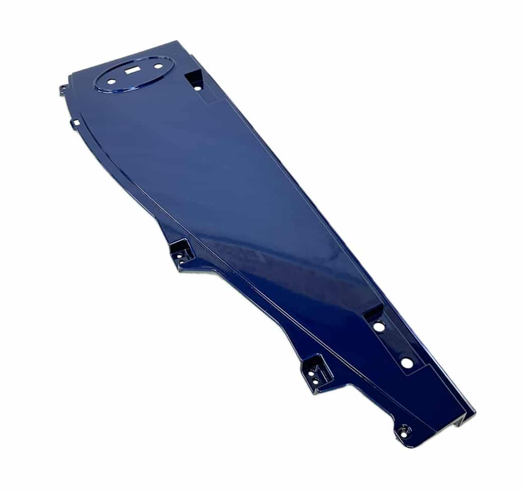 Trekant skjold ved dør, venstre (metal blå)